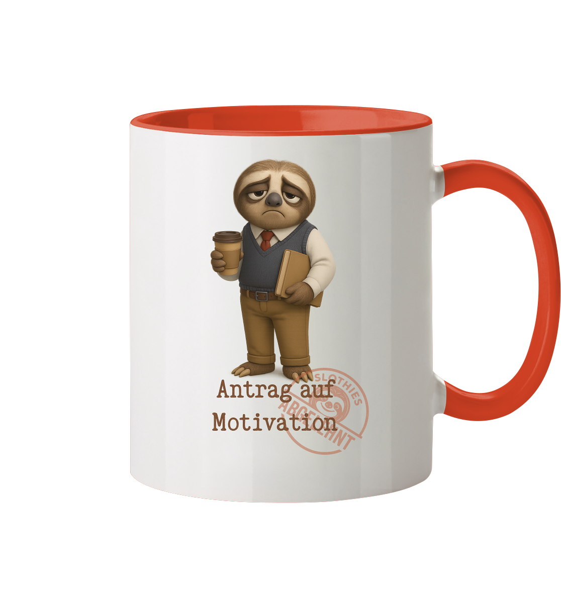 Slothies - „Antrag auf Motivation – Abgelehnt“ -Herr- Slothies Design für alle mit Restenergie - Tasse zweifarbig