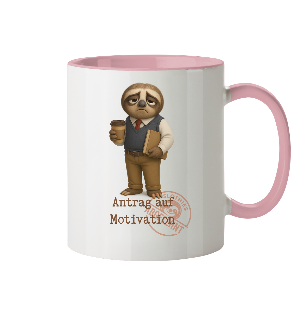 Slothies - „Antrag auf Motivation – Abgelehnt“ -Herr- Slothies Design für alle mit Restenergie - Tasse zweifarbig