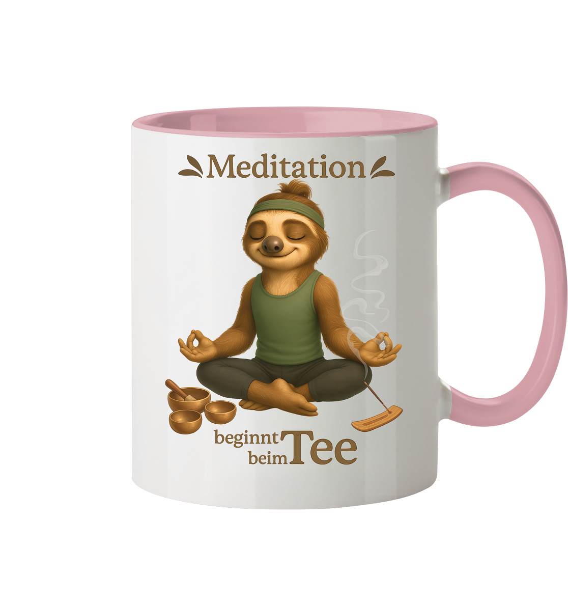 Slothies - Meditation beginnt beim Tee. - Männlich - Tasse zweifarbig