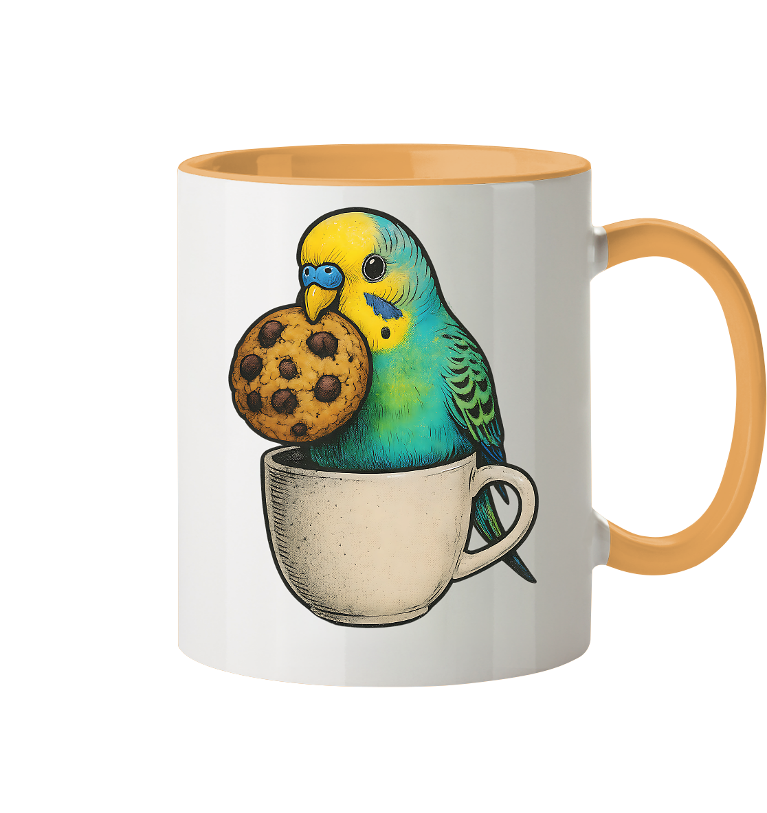 Cookie Time Budgie Mug – Cute Bird Coffee Art - Tasse zweifarbig