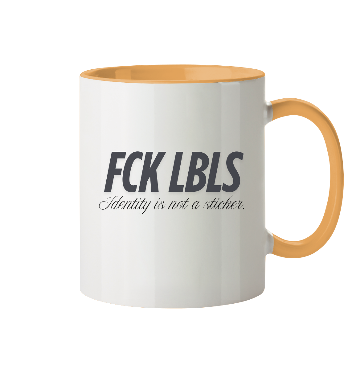 FCK LBLS – Identity is not a sticker - Tasse zweifarbig