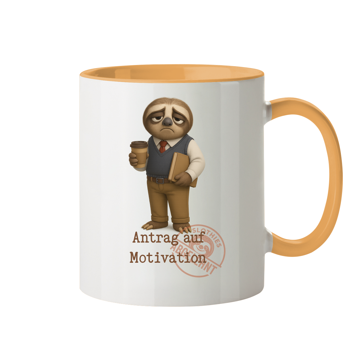 Slothies - „Antrag auf Motivation – Abgelehnt“ -Herr- Slothies Design für alle mit Restenergie - Tasse zweifarbig