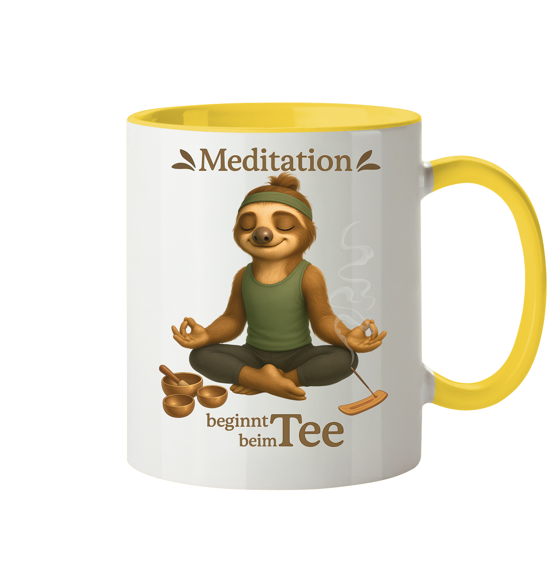 Slothies - Meditation beginnt beim Tee. - Männlich - Tasse zweifarbig
