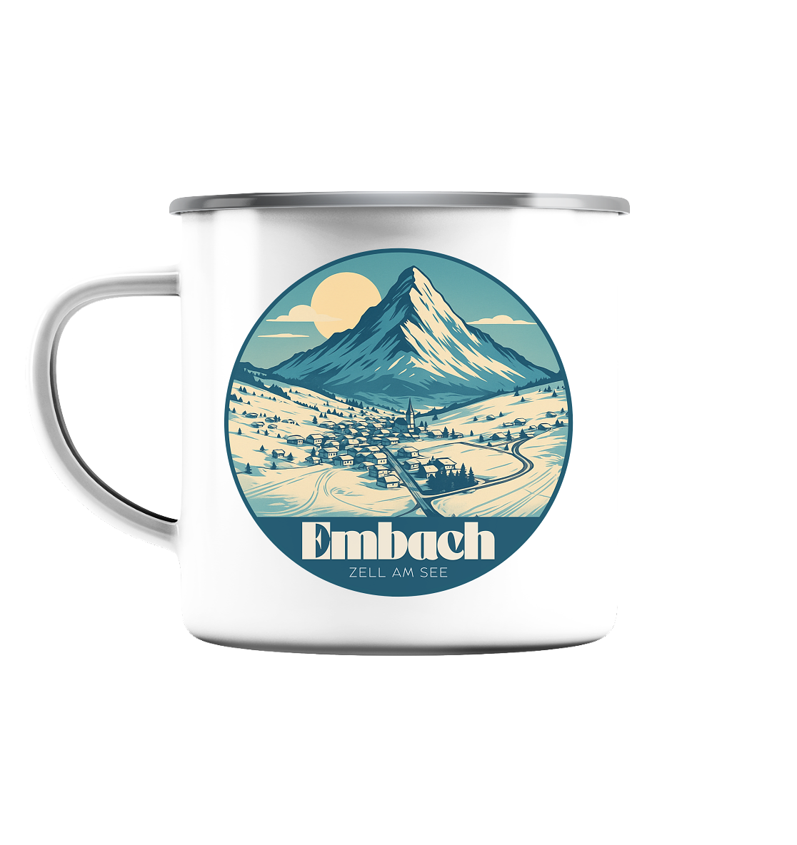 Alpine Mug – Embach – Winter Edition - Emaille Tasse (Silber)