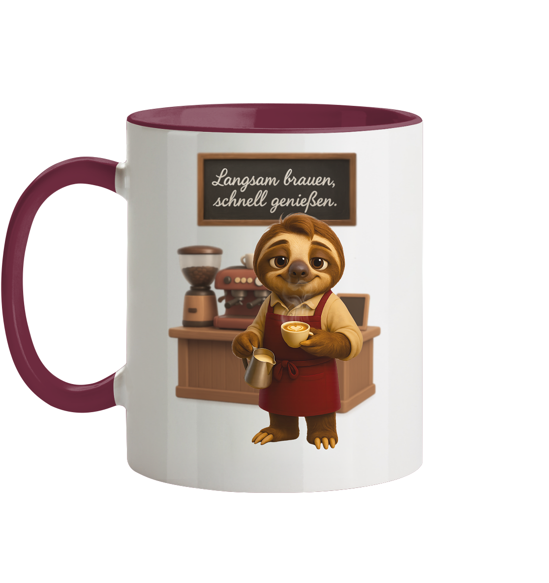 Slothies - "Langsam brauen, schenll genießen." - Männlich - Tasse zweifarbig