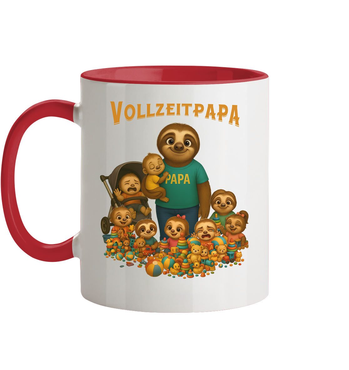 Slothies - Vollzeitpapa - Haufen Kinder - Tasse zweifarbig