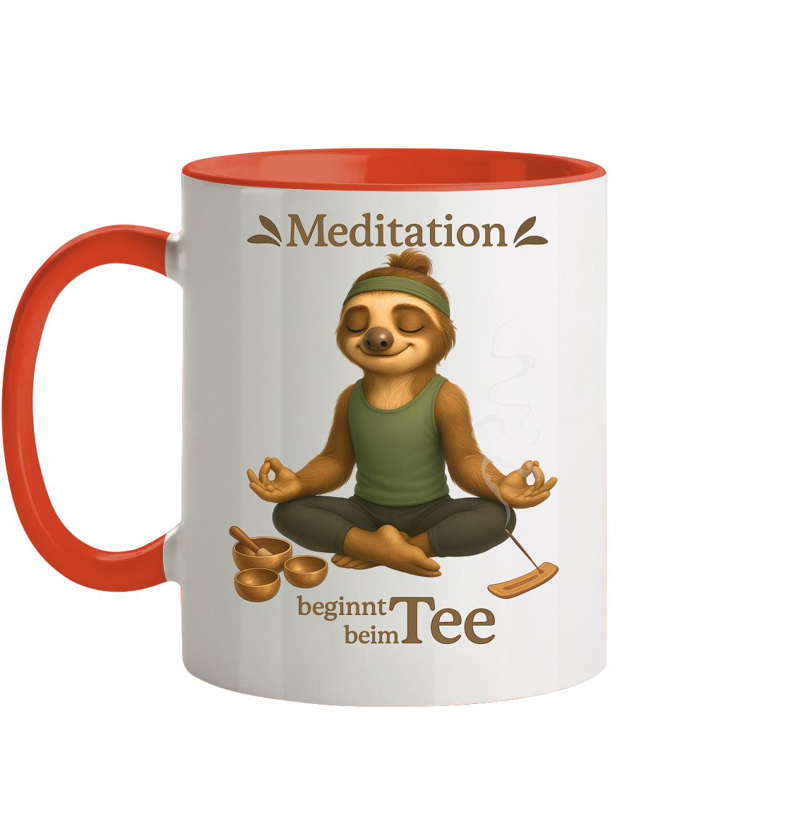 Slothies - Meditation beginnt beim Tee. - Männlich - Tasse zweifarbig