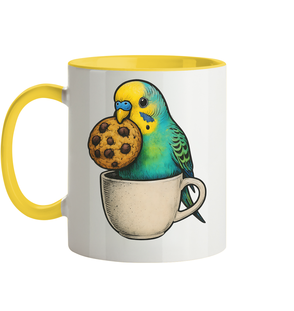 Cookie Time Budgie Mug – Cute Bird Coffee Art - Tasse zweifarbig