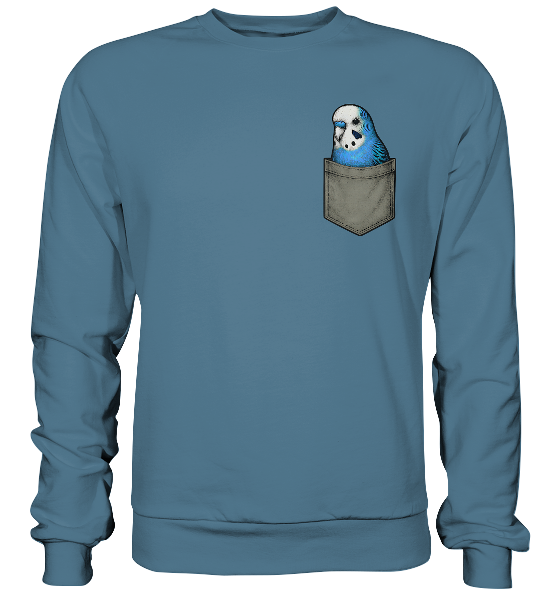 Peekaboo Pocket Bird – Lustiger Wellensittich im Hosentaschen-Style Blau - Basic Sweatshirt