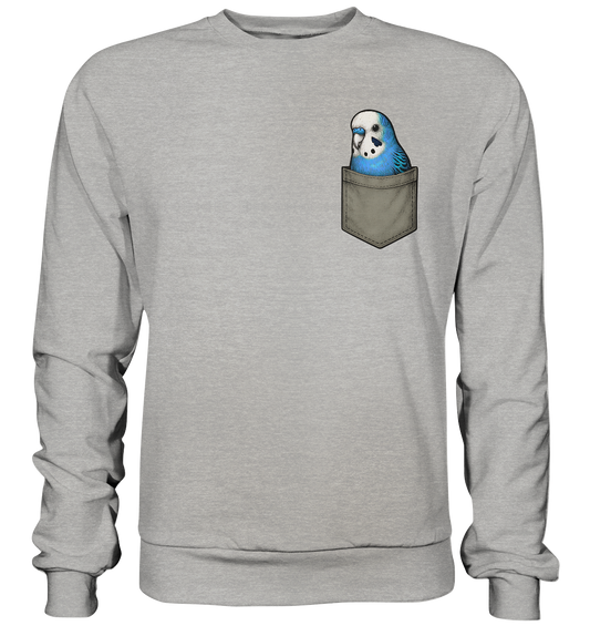 Peekaboo Pocket Bird – Lustiger Wellensittich im Hosentaschen-Style Blau - Basic Sweatshirt