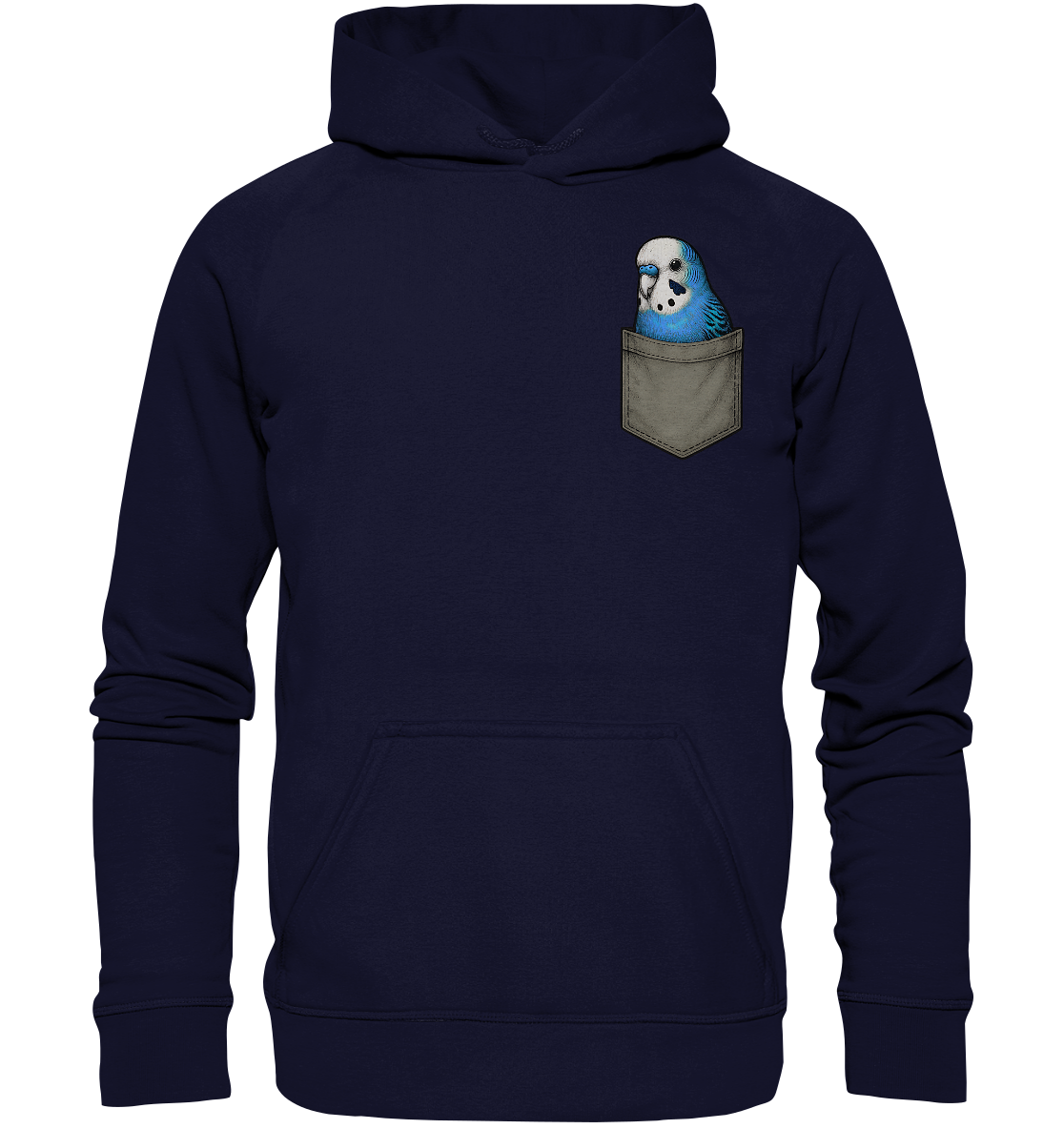 Peekaboo Pocket Bird – Lustiger Wellensittich im Hosentaschen-Style Blau - Basic Unisex Hoodie