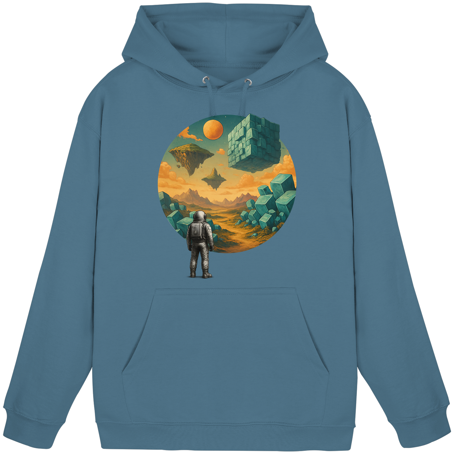 Geometric Realms – Astronaut’s Journey - Basic Unisex Hoodie