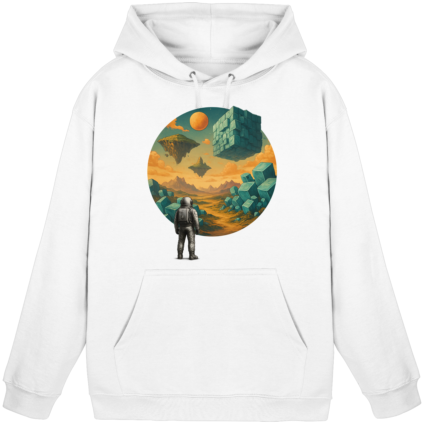 Geometric Realms – Astronaut’s Journey - Basic Unisex Hoodie