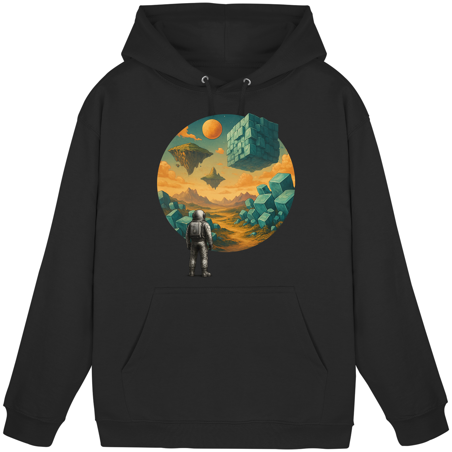 Geometric Realms – Astronaut’s Journey - Basic Unisex Hoodie