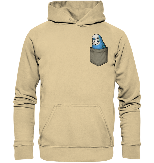 Peekaboo Pocket Bird – Lustiger Wellensittich im Hosentaschen-Style Blau - Basic Unisex Hoodie