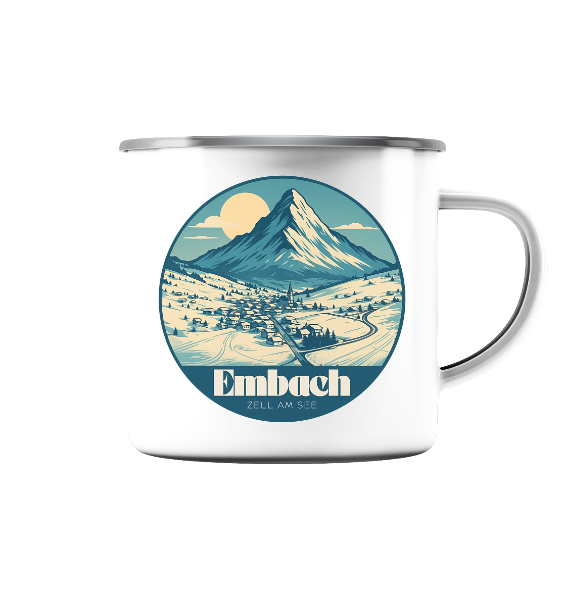 Alpine Mug – Embach – Winter Edition - Emaille Tasse (Silber)
