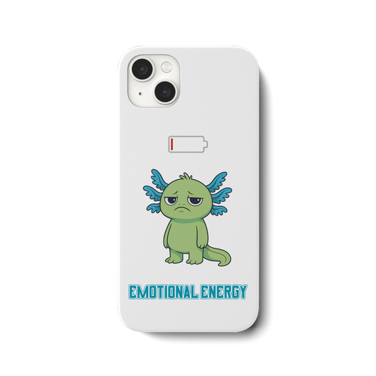 Emotional Energy – Axolotl mit leerem Akku - iPhone 14 Plus Handyhülle