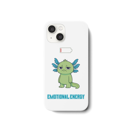 Emotional Energy – Axolotl mit leerem Akku - iPhone 15 Handyhülle