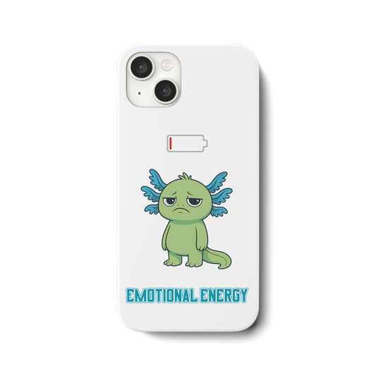 Emotional Energy – Axolotl mit leerem Akku - iPhone 15 Plus Handyhülle