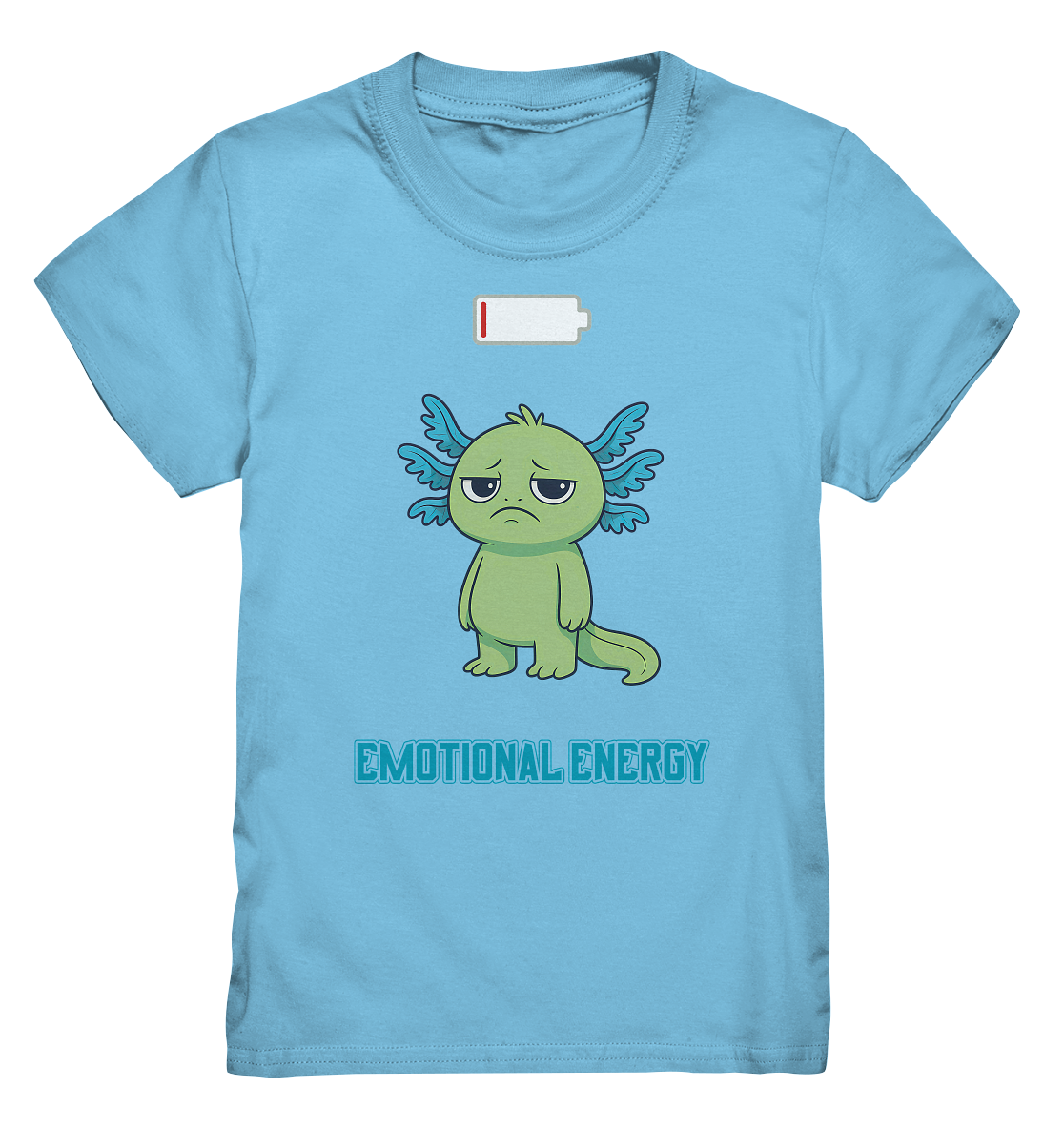 Emotional Energy – Axolotl mit leerem Akku (Grün) - Kids Premium Shirt