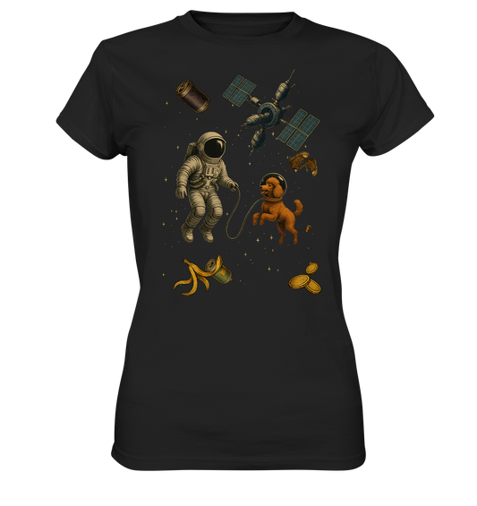 „Spacewalk Gone Weird – Astronaut Walking a Poodle“ - Ladies Premium Shirt