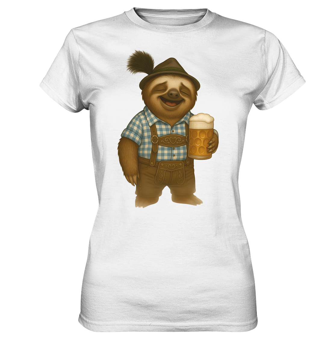 Slothies – Sepp Slowmo – Festtags-Faultier in Lederhosn - Ladies Premium Shirt