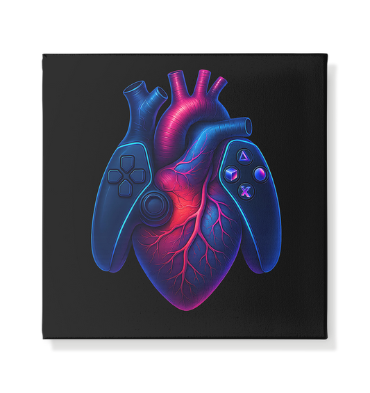 Heart of a Gamer – Gaming Wall Art - Leinwand 20x20cm