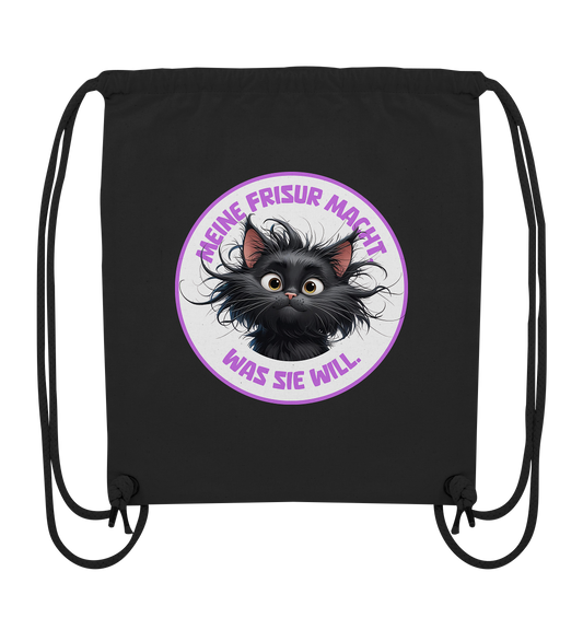 Meine Frisur macht, was sie will – Katze (lila) - Organic Gym-Bag