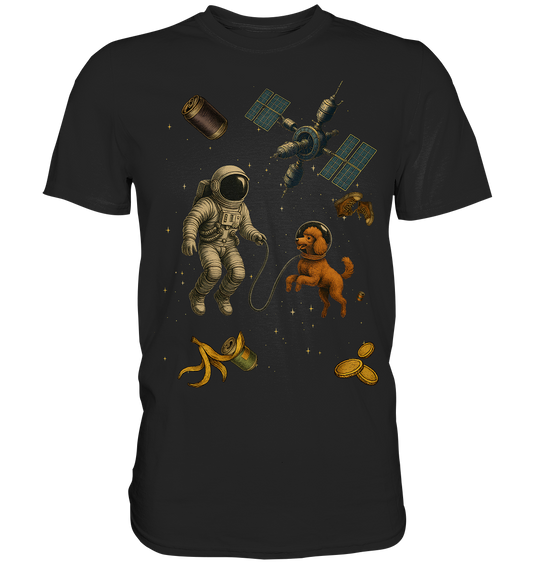 „Spacewalk Gone Weird – Astronaut Walking a Poodle“ - Premium Shirt