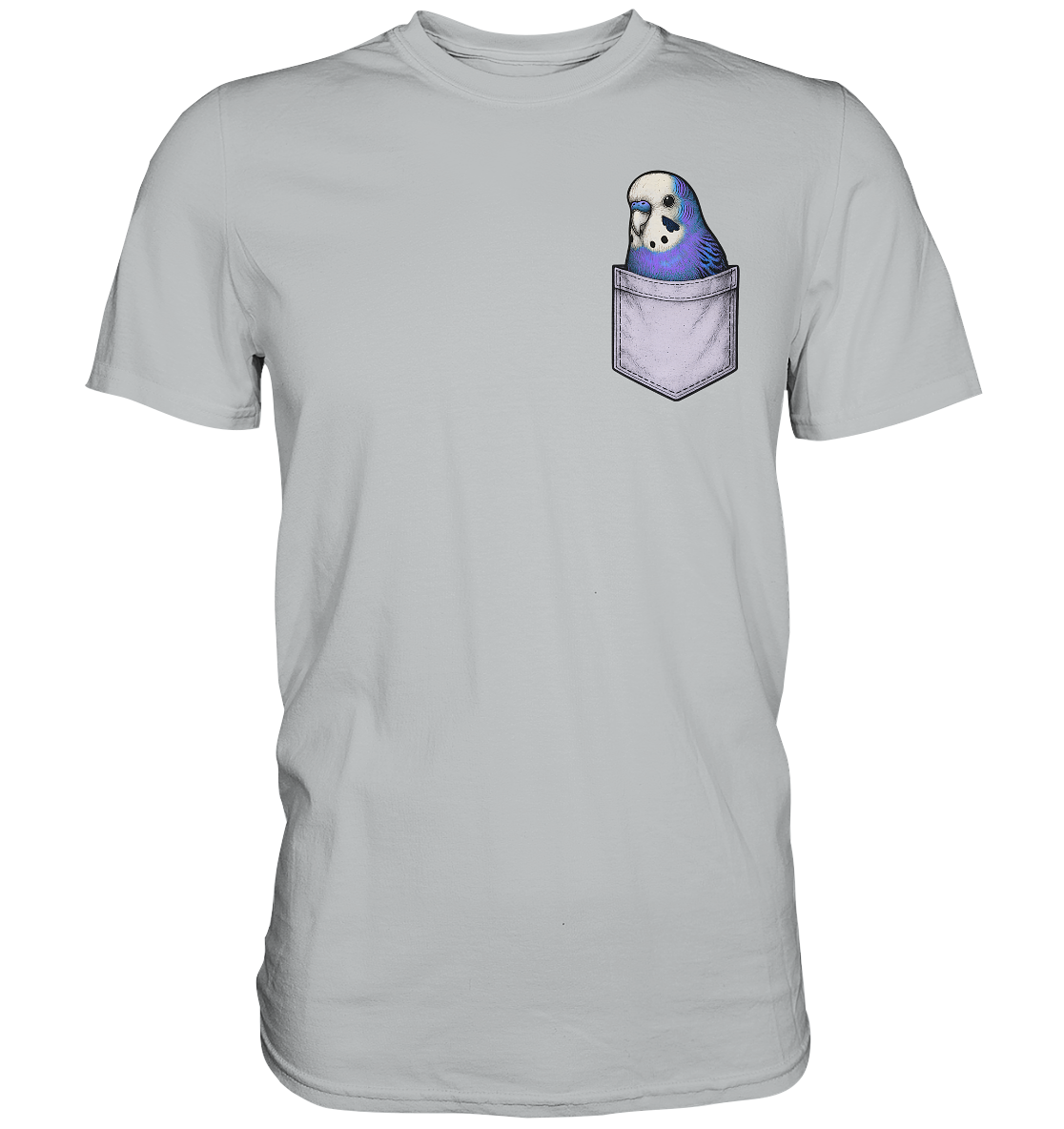 Peekaboo Pocket Bird – Lustiger Wellensittich im Hosentaschen-Style Violett - Premium Shirt