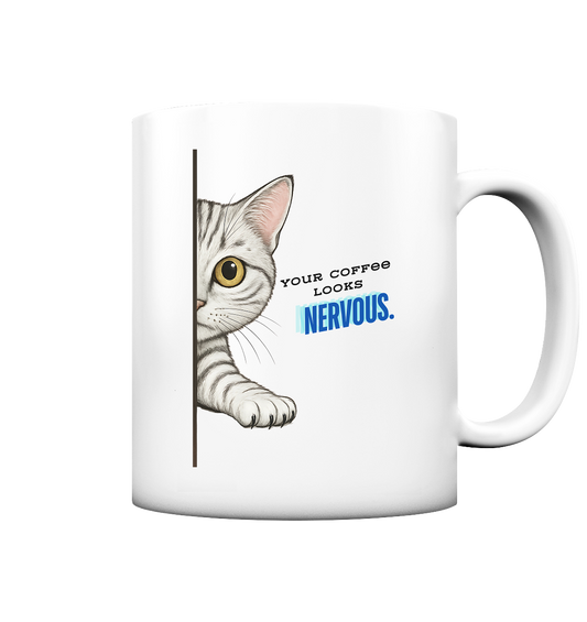 „Nervous Coffee Cat“ - Tasse matt