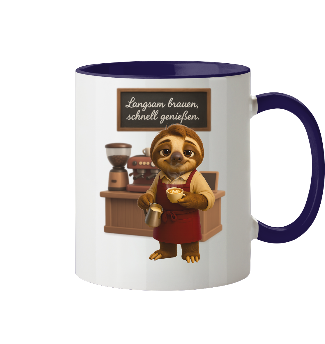 Slothies - "Langsam brauen, schenll genießen." - Männlich - Tasse zweifarbig
