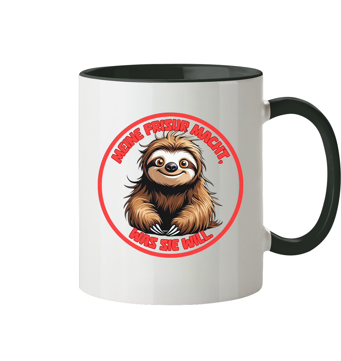 Meine Frisur macht, was sie will – Faultier (rot) - Tasse zweifarbig