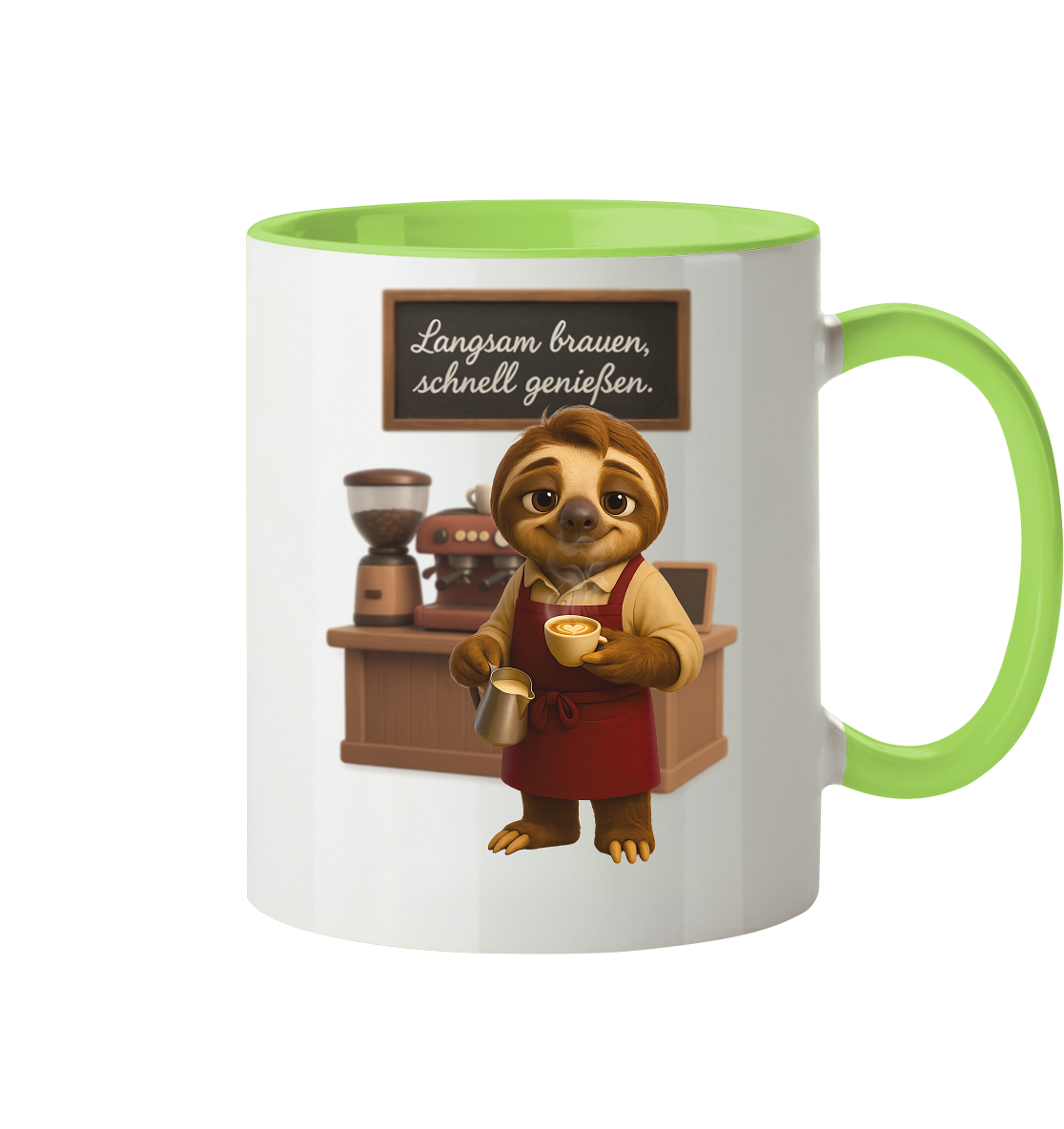 Slothies - "Langsam brauen, schenll genießen." - Männlich - Tasse zweifarbig