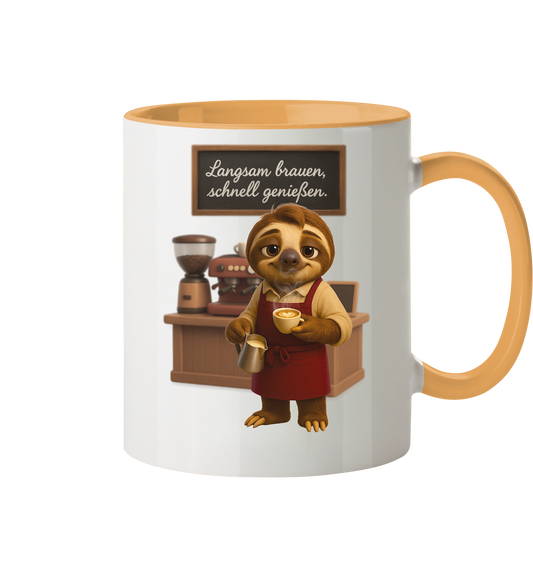 Slothies - "Langsam brauen, schenll genießen." - Männlich - Tasse zweifarbig
