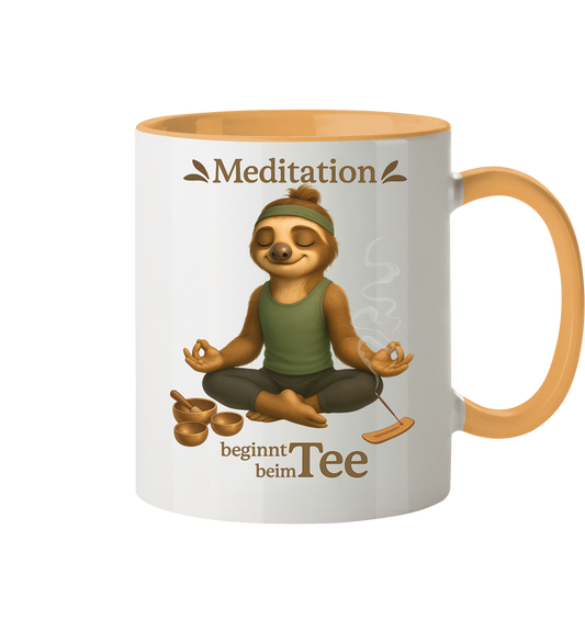 Slothies - Meditation beginnt beim Tee. - Männlich - Tasse zweifarbig