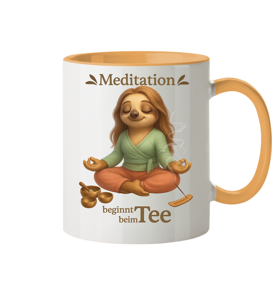 Slothies - Meditation beginnt beim Tee - Weiblich - Tasse zweifarbig